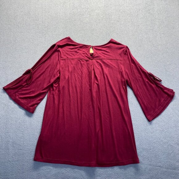 Suzanne Betro Shirt Top Women Size XL 3/4 Sleeve Relaxed,Pleated Front,Soft - Picture 2 of 12
